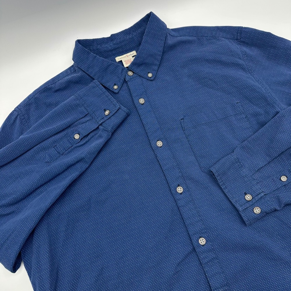 Carbon 2 Cobalt Mens XL Blue Micro Dot Button Down Shirt Long Sleeve 133359